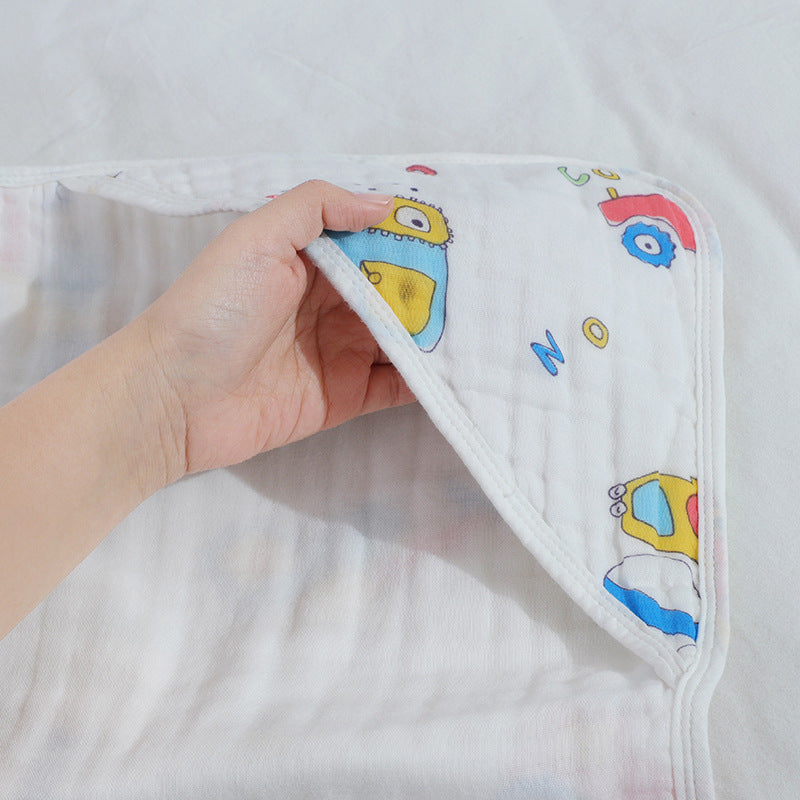 Newborn Hooded Baby Bath Towel - Pure Cotton Gauze 90x90cm