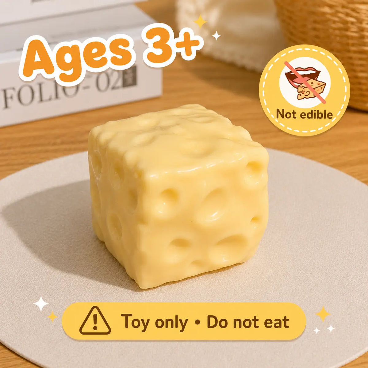  Cheese-Cube Squishy Toy - slow-rise squeeze toy