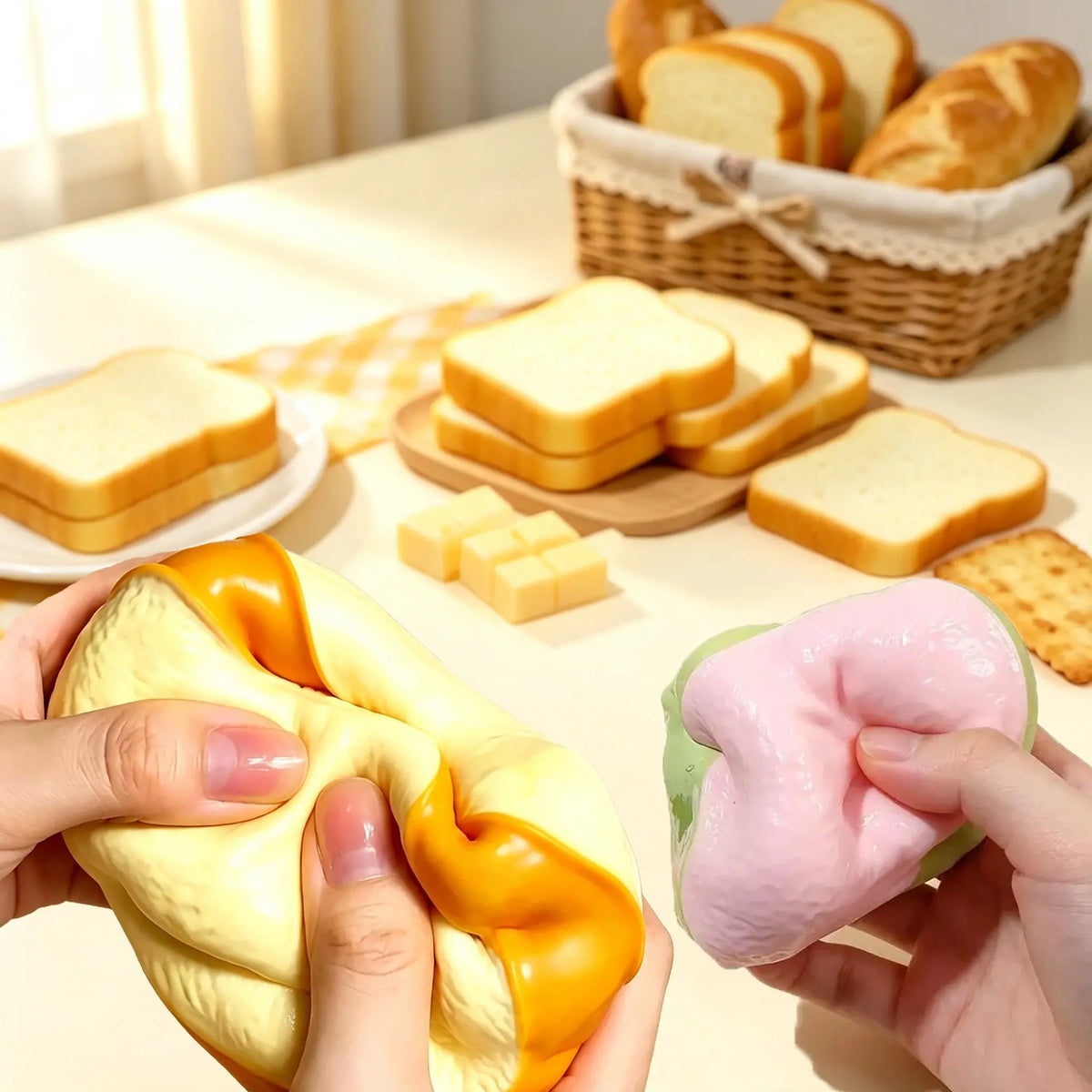 slow -rise toast squishy - stress relief and sensory toy 