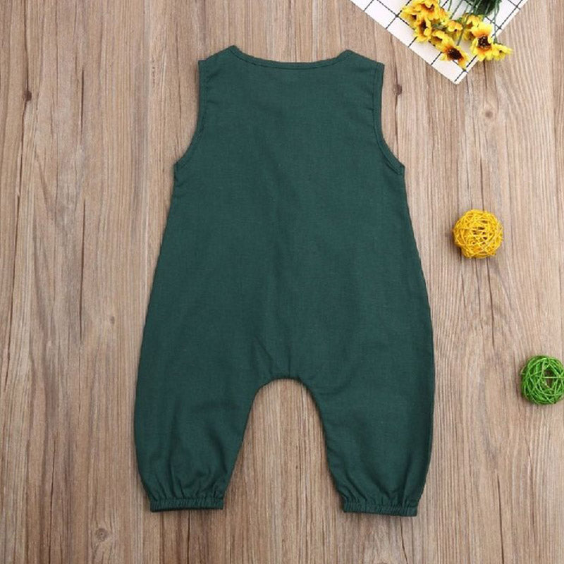 Newborn Baby Short Sleeve Cotton Romper - Summer Check Playsuit