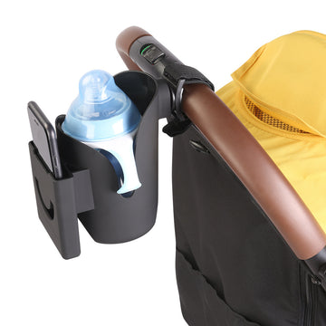 Baby Stroller Cup Holder and Phone Holder Set - Black ABS