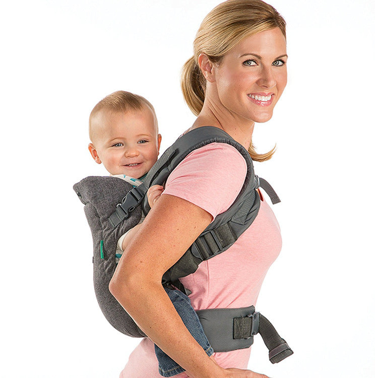 4-in-1 Double-Shoulder Baby Carrier - Gray 15kg Max Load