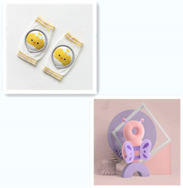 Baby Breathable Cotton Mesh Knee and Elbow Pads - Cartoon Set