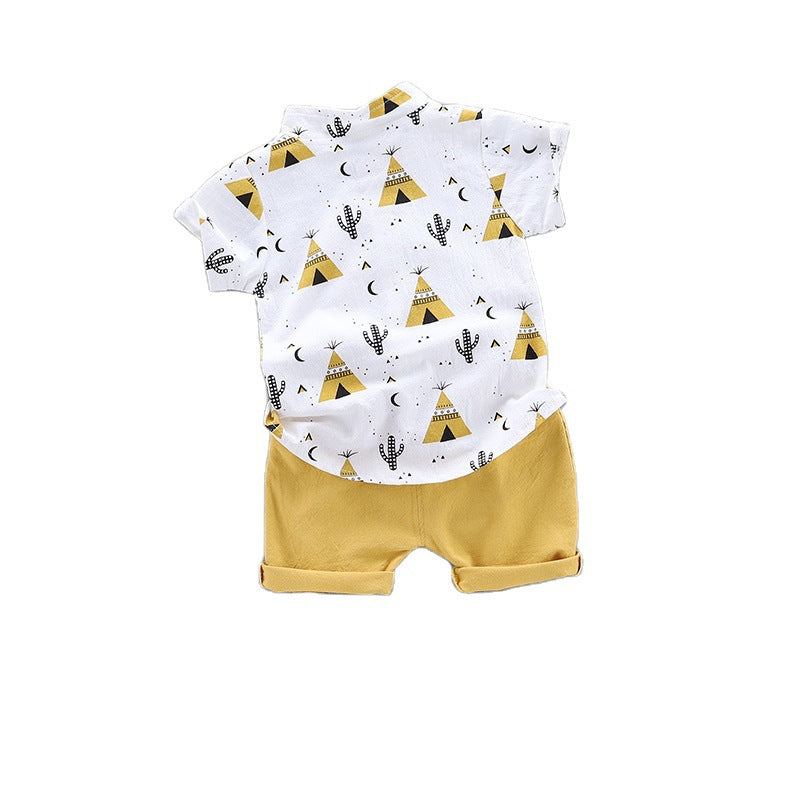 Kids 2-Piece Short Sleeve Cotton Shirt and Shorts Set