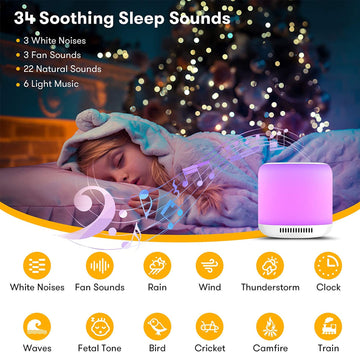 White Noise Machine Baby Sleep Aid - White USB with Lights