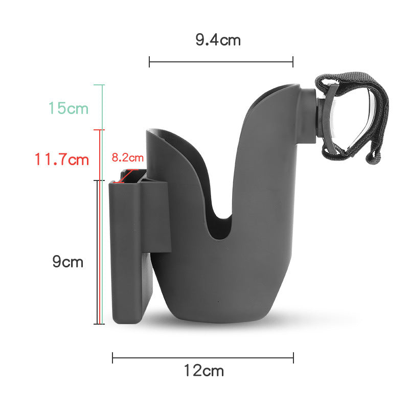 Baby Stroller Cup Holder and Phone Holder Set - Black ABS