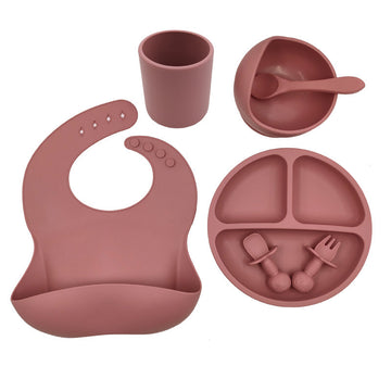 Silicone Baby Feeding Set - BPA Free Bib, Bowl, Plate & Cup