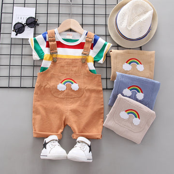 Baby Girls Rainbow Cotton Bib Overalls - 1-3 Years