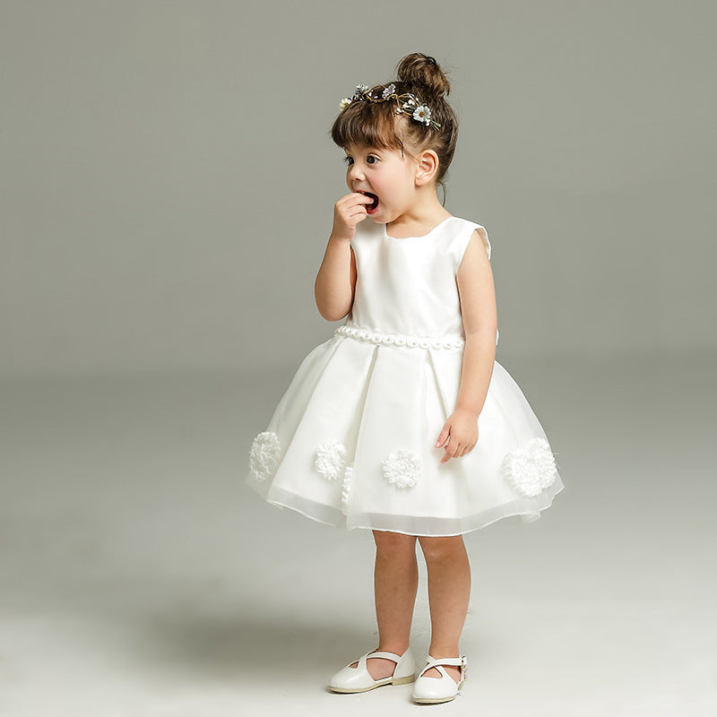 Maggie Baby Girl Flower Princess Wedding Tutu Dress - White