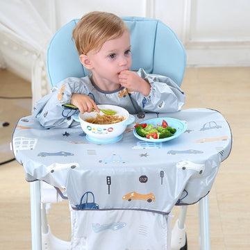 Baby Waterproof Feeding Bib Gown - Cartoon Polyester Cotton
