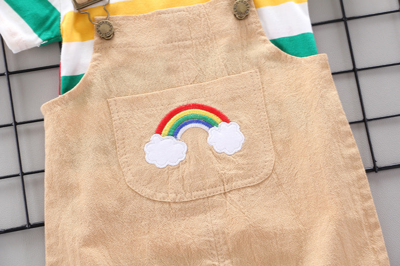 Baby Girls Rainbow Cotton Bib Overalls - 1-3 Years