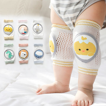 Baby Breathable Cotton Mesh Knee and Elbow Pads - Cartoon Set