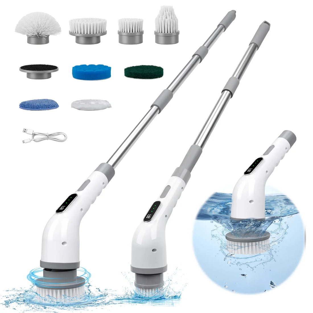 Cordless Electric Spin Scrubber – 9 Cleaning Heads
