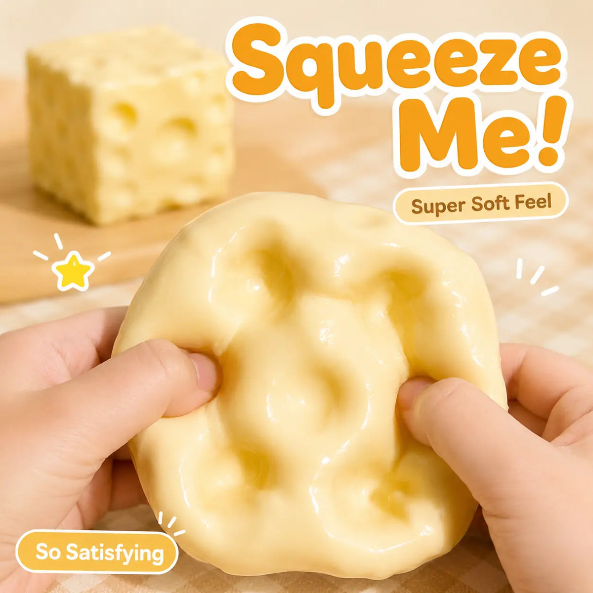 Cheese-Cube Squishy Toy - slow-rise squeeze toy