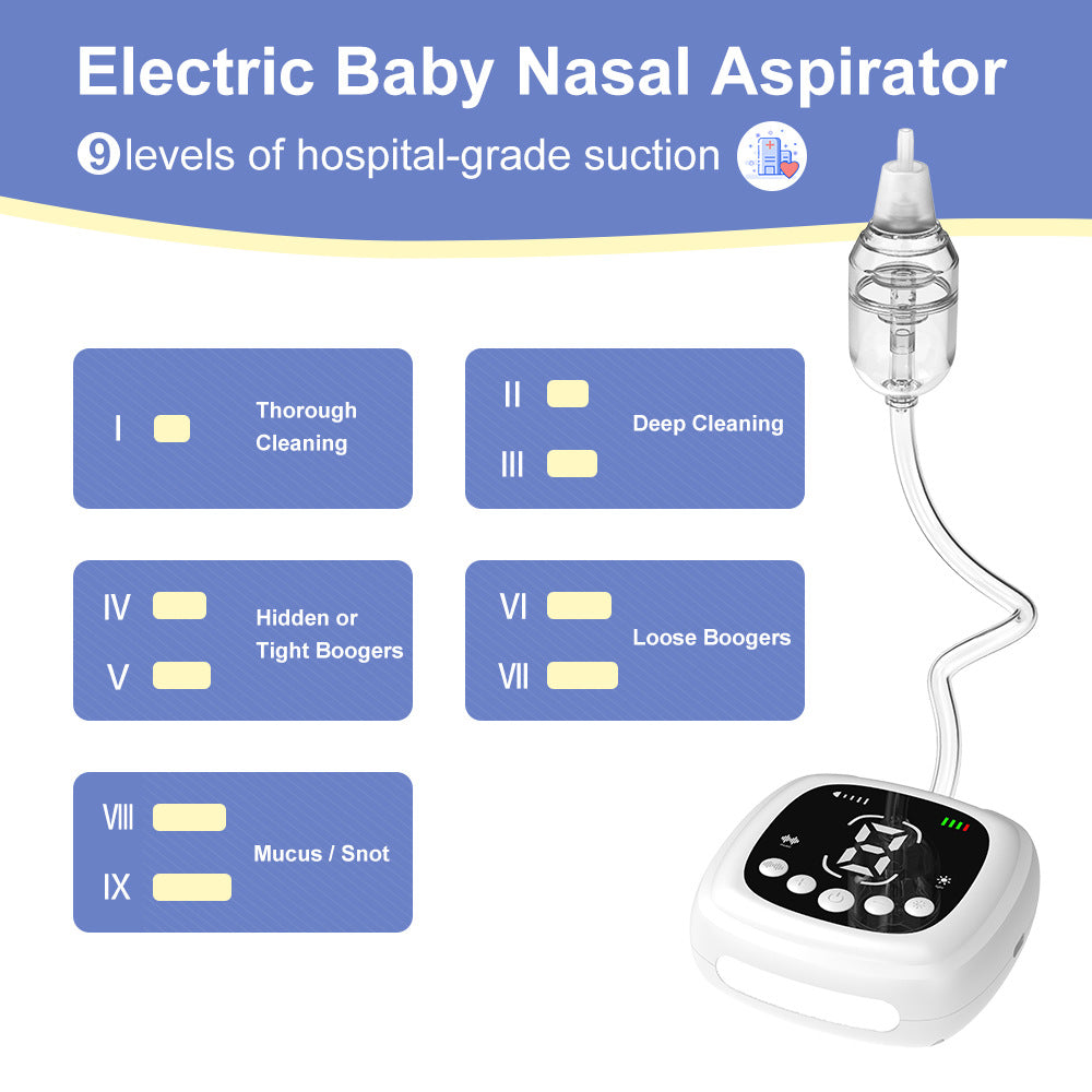 Electric Nasal Aspirator - White Catheter Type Baby Nasal Cleaner