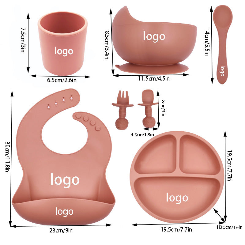 Silicone Baby Feeding Set - BPA Free Bib, Bowl, Plate & Cup
