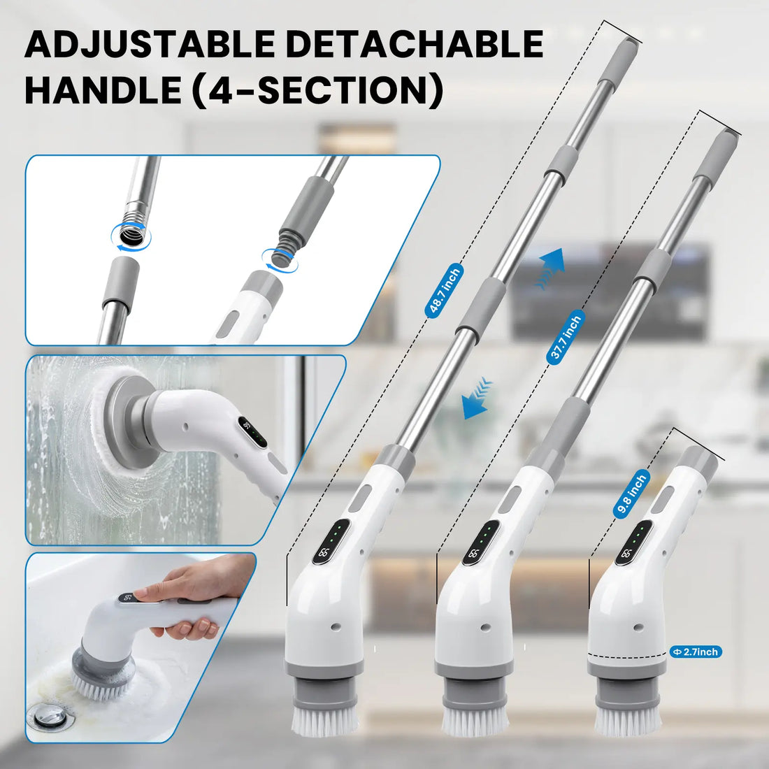Cordless Electric Spin Scrubber – 9 Cleaning Heads