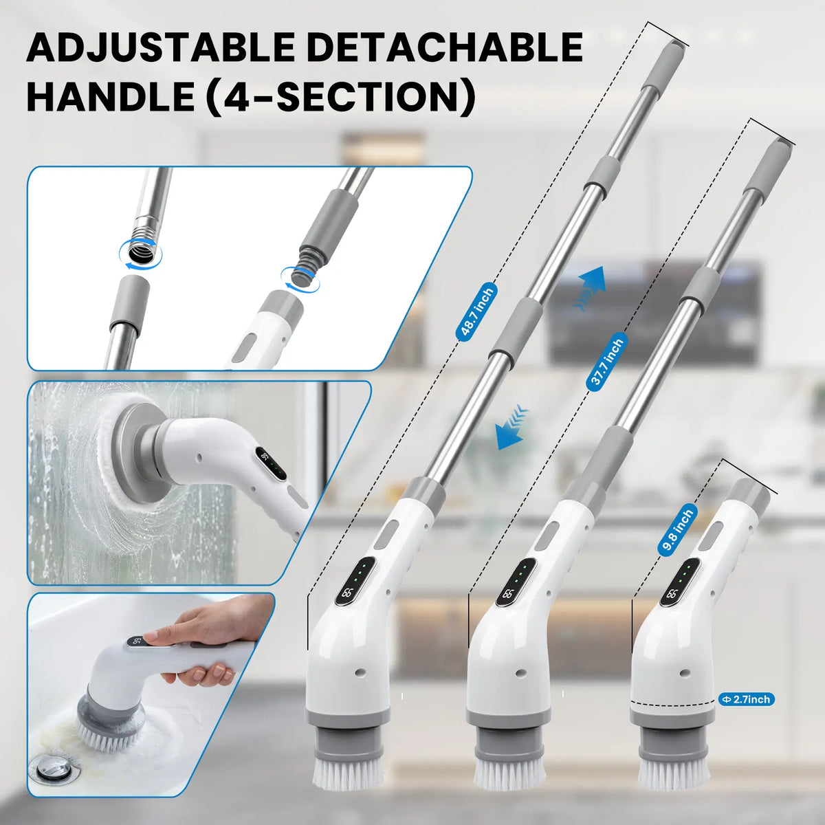 Cordless Electric Spin Scrubber – 9 Cleaning Heads