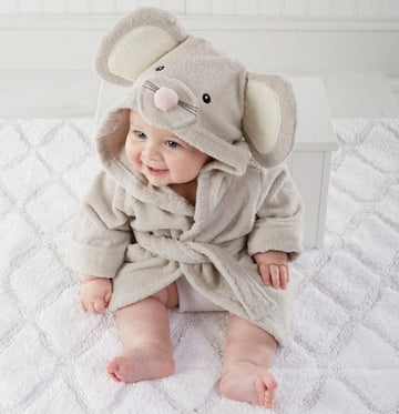 Baby Hooded Cotton Bathrobe - Cute Cartoon Animal Towel