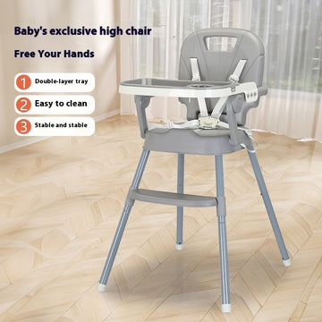 Adjustable Folding Baby High Chair with Double Feeding Tray
