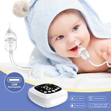 Electric Nasal Aspirator - White Catheter Type Baby Nasal Cleaner
