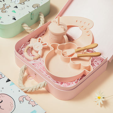 Silicone Sheep Baby Tableware Gift Set - Bib, Plate & Cutlery