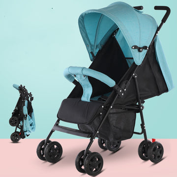 Lightweight Wide Baby Stroller with Sunshade - Carbon Steel