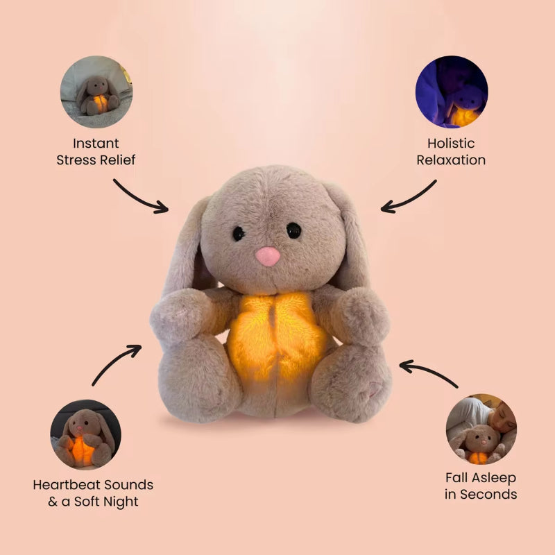 Breathing Rabbit Soothing Sensory Plush Toy with Music & Lights