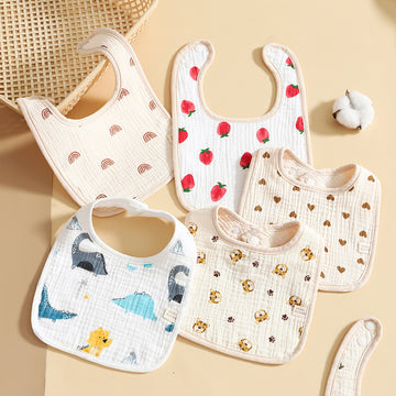 Pure Cotton 6-Layer Gauze Baby U-Shaped Bib - 23x33cm