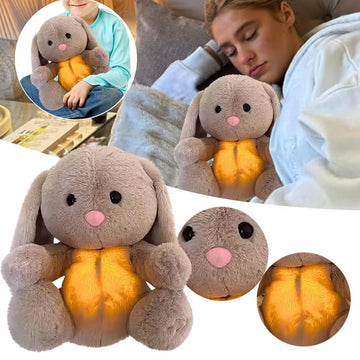 Breathing Rabbit Soothing Sensory Plush Toy with Music & Lights