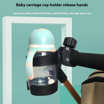 Baby Stroller Cup and Feeding Bottle Holder - Black/Mint Green