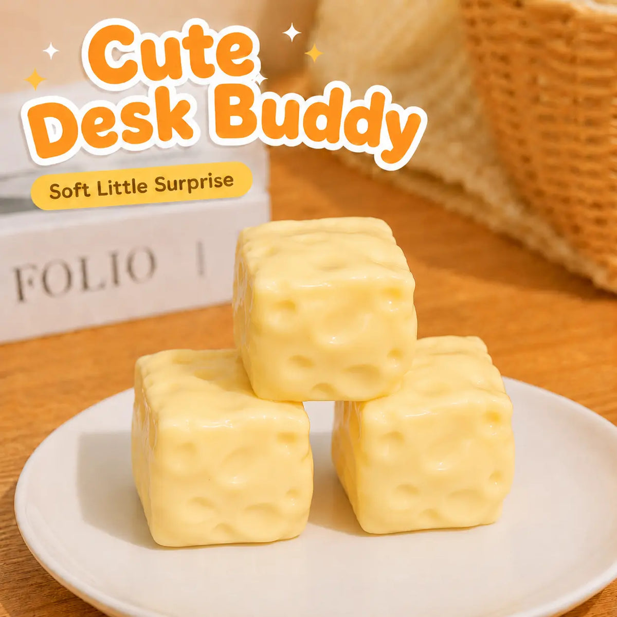  Cheese-Cube Squishy Toy - slow-rise squeeze toy