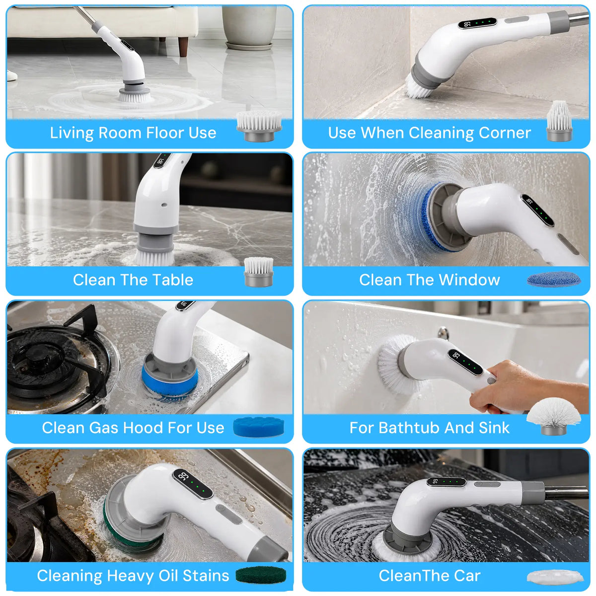Cordless Electric Spin Scrubber – 9 Cleaning Heads