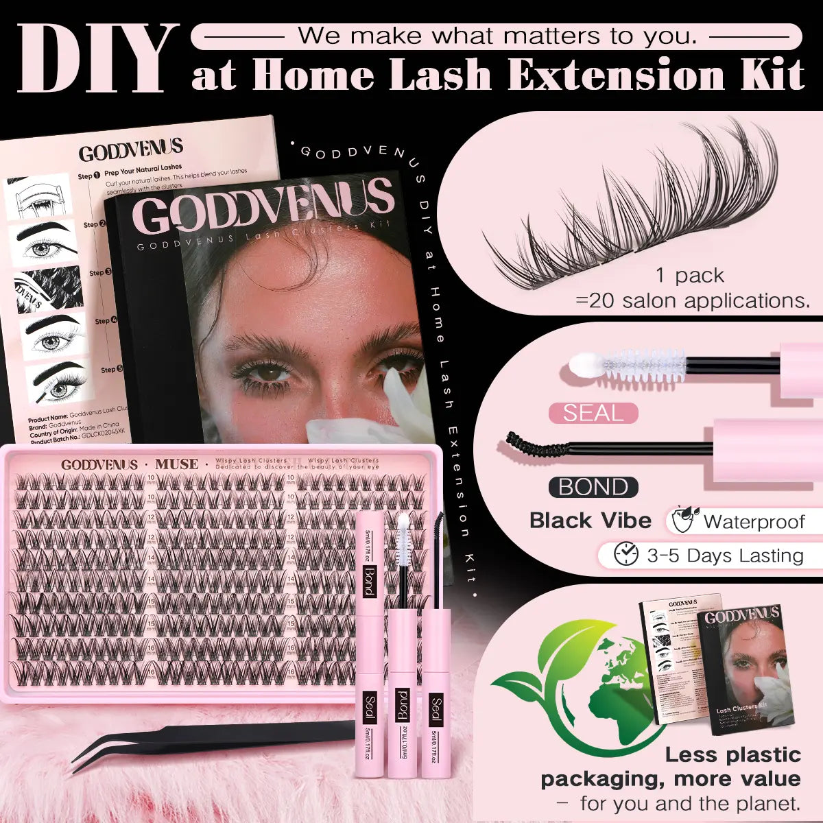 Lash Clusters Kit Wispy Natural DIY Extension 10-16Mm for Clean Makeup Daily 